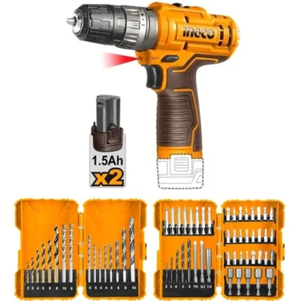 ست دریل شارژی 12 ولت با مته و سرپیچ گوشتی 23114