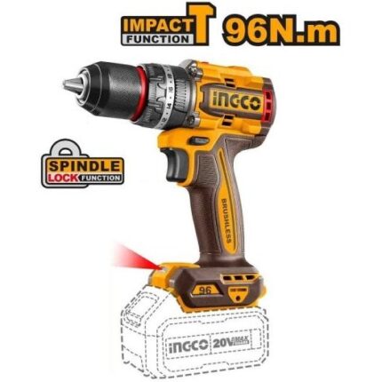 دریل شارژی 20 ولت چکشی براشلس بدون باطری اینکو 209681