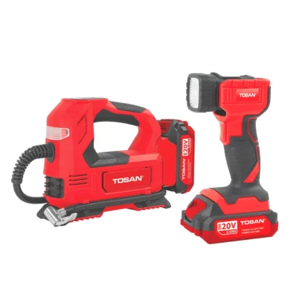 کیت کمپرسور فندکی شارژی و چراغ قوه شارژی 20 ولت توسن مدل 9799